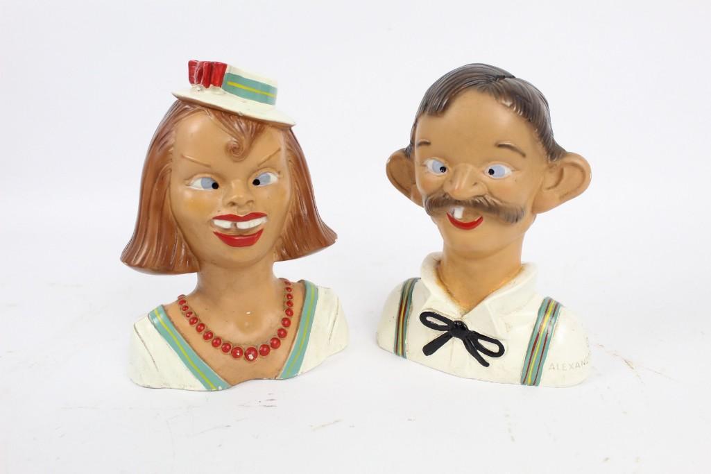 Double Sided Man and Woman Bust Piggy Banks (1 of 6)