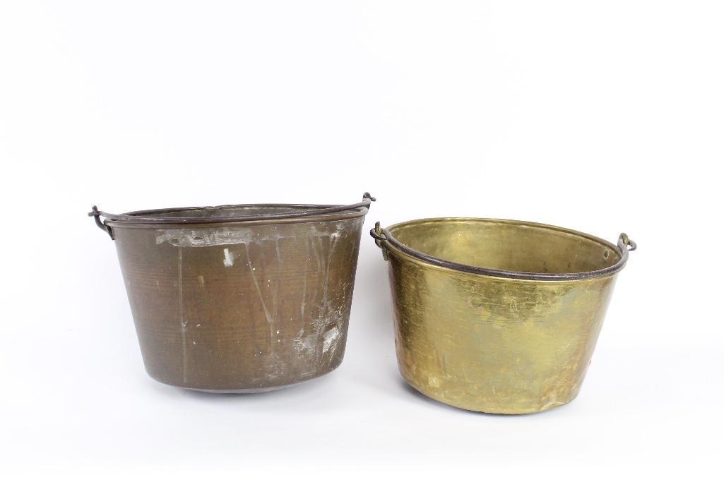 Pair of Large Brass 19th C. Buckets with Handles (1 of 10)