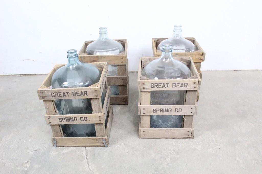 Lot of 4 Glass "Great Bear Spring" Jars Jugs (1 of 9)