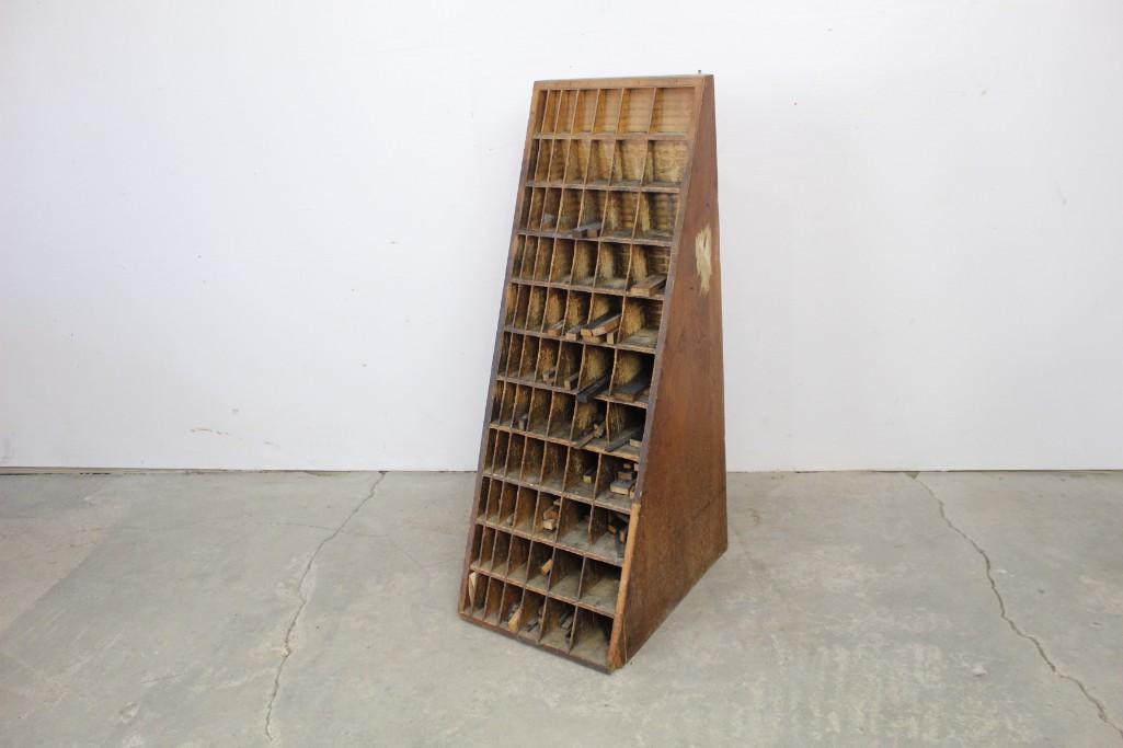 Large Triangular Wooden Display Case from a Print Shop (1 of 6)