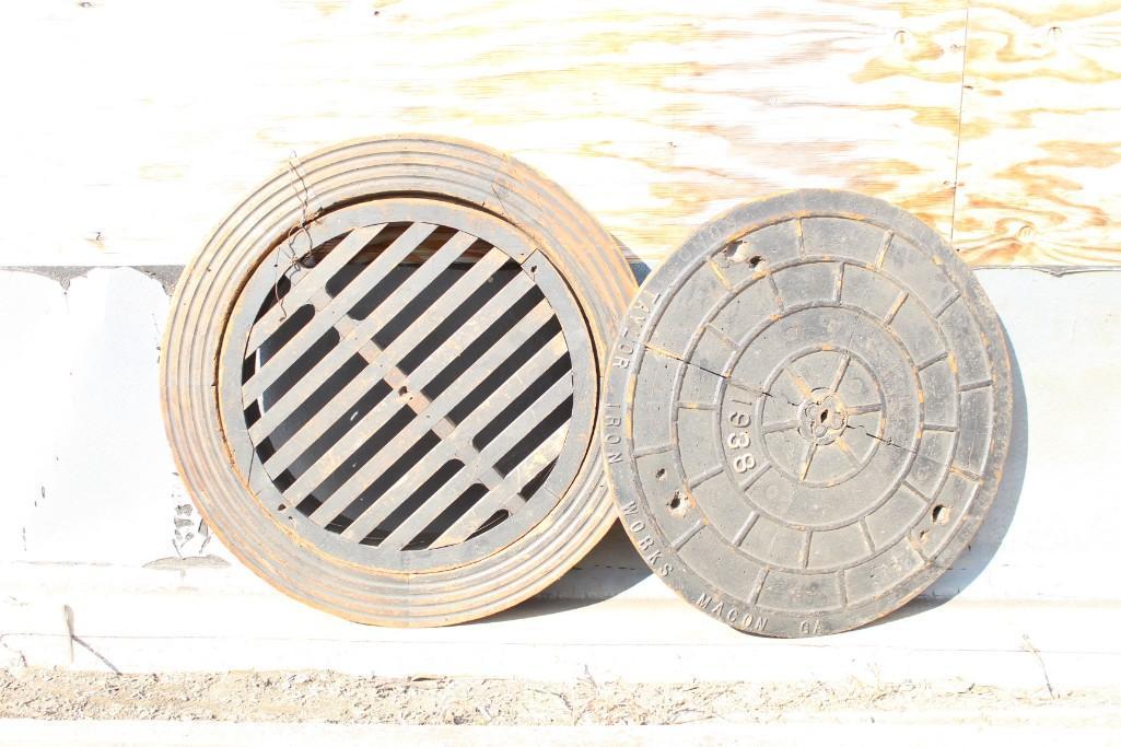 Pair Industrial Wood Manhole Casting Foundry Molds (1 of 3)