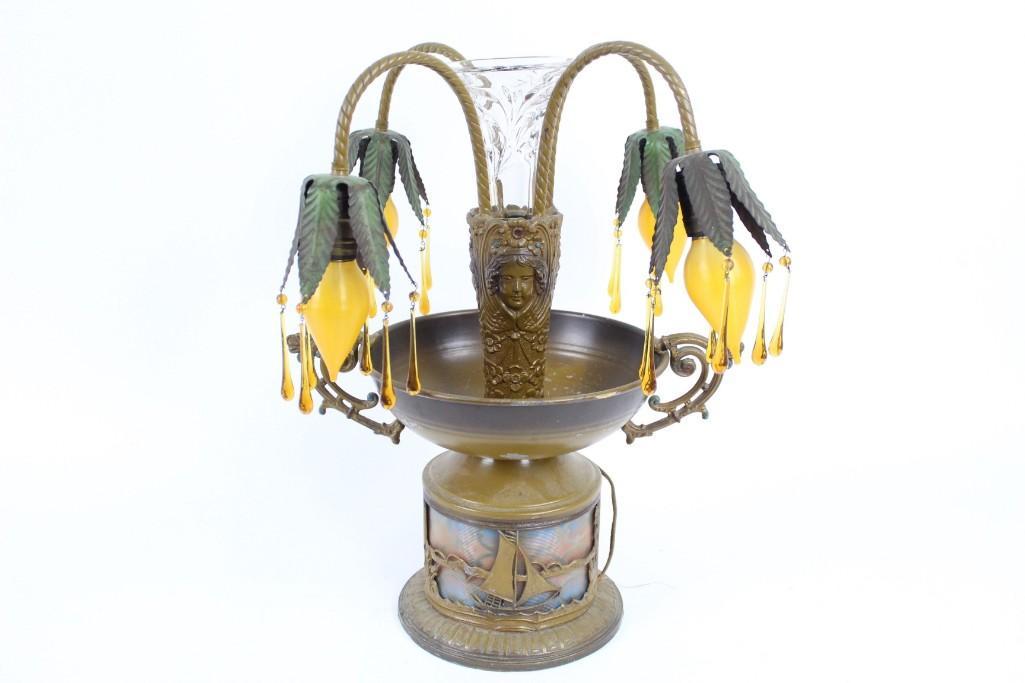 Art Nouveau Waterfall Crystal Prism Table Lamp (1 of 9)