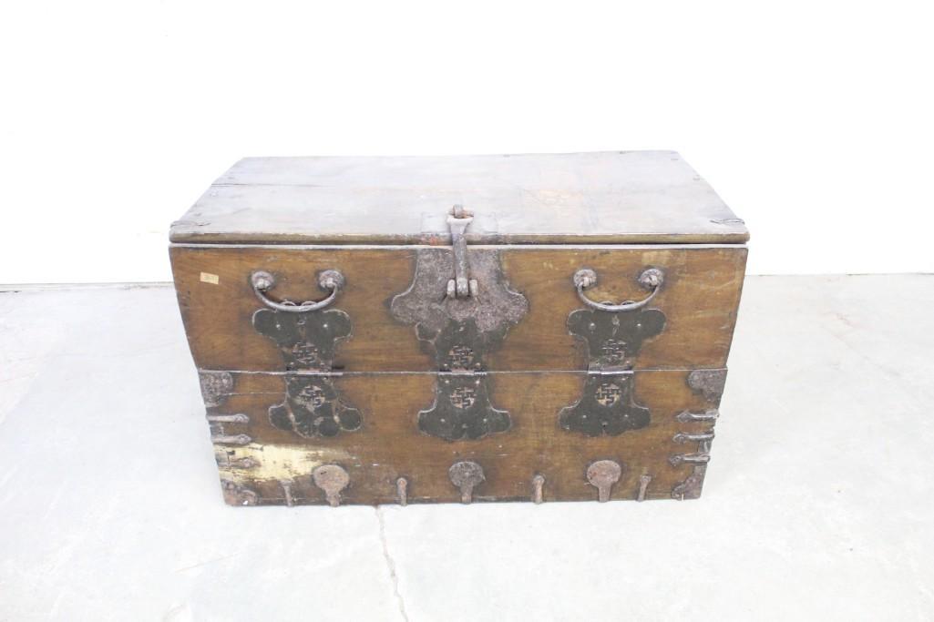 Antique Wood & Metal Chest Korean (1 of 10)