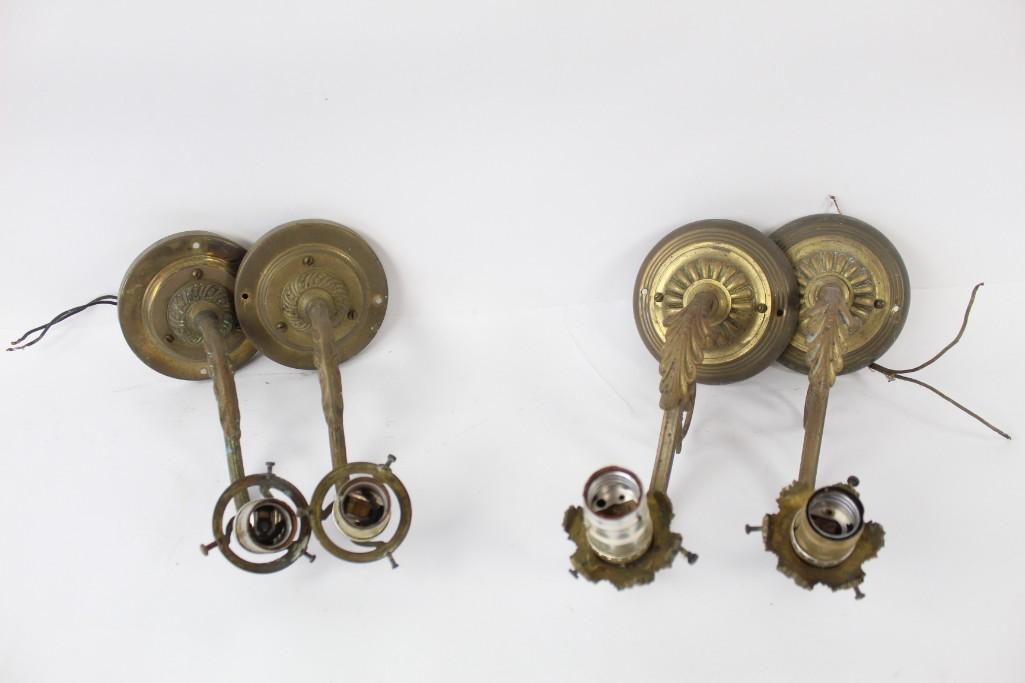Set of Two Pairs of Ornate Metal Wall Sconces (1 of 10)