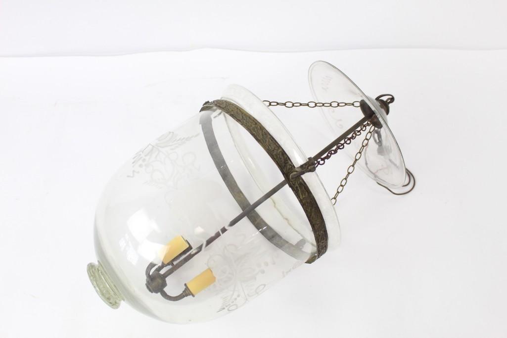 Etched Glass Hanging Light Lantern,Chandelier (1 of 9)