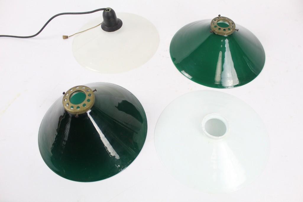 Lot of 4 Antique Glass Lamp Shades,Milk Glass & Green (1 of 7)