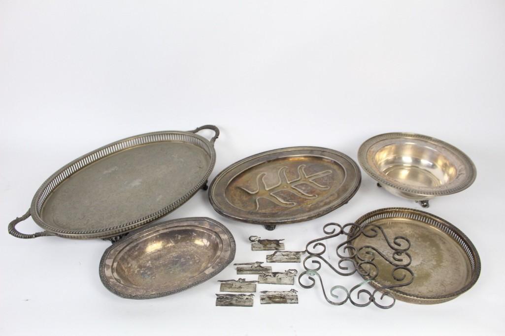 Silverplate Lot: Trays,Art Deco Animals Knife Rest Set (1 of 10)