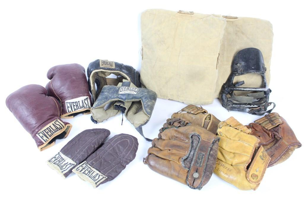 Sporting Lot: Everlast Boxing Gloves,Leather Baseball (1 of 10)