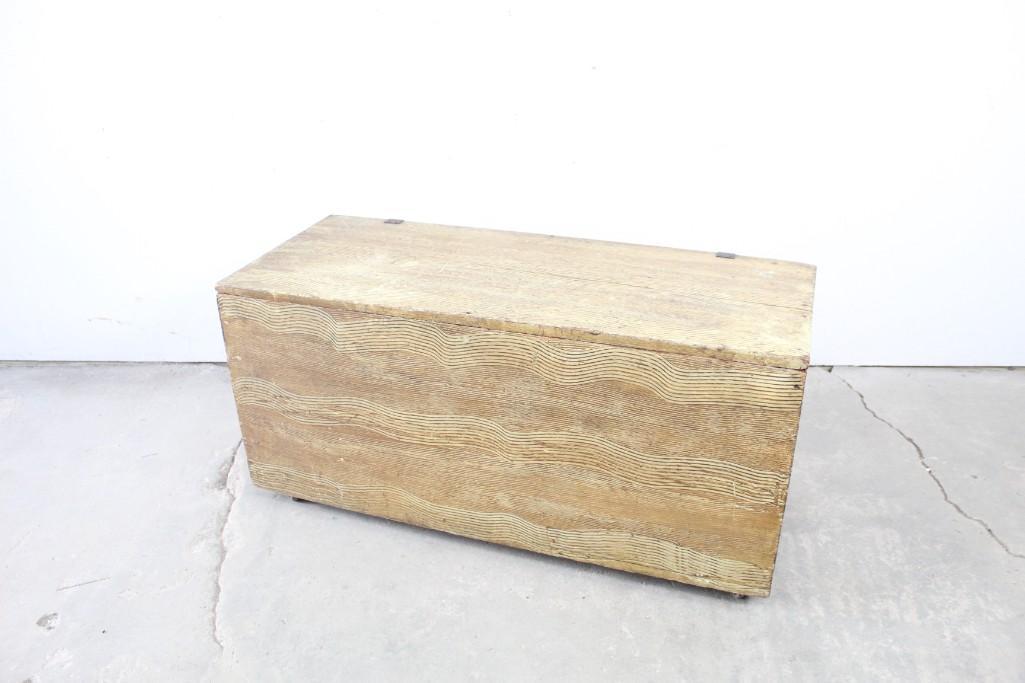 Antique Grain Painted 6-Board Blanket Chest, Folk Art (1 of 10)