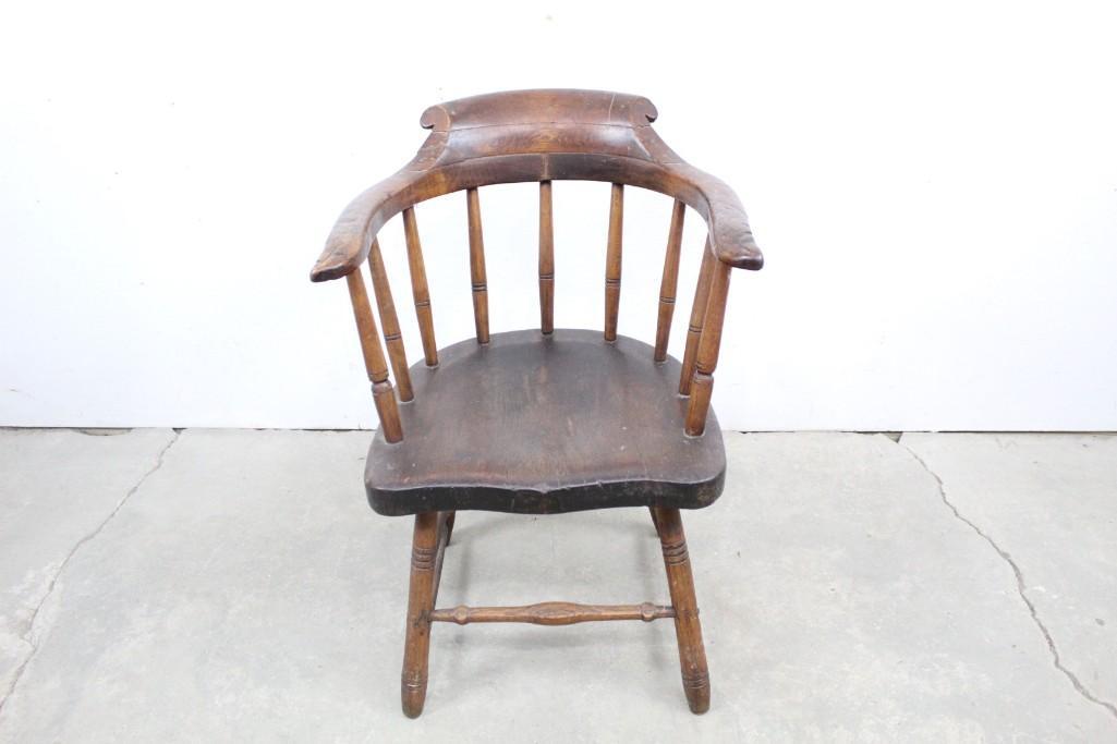 Antique 19th Cent Captains Windsor Chair & Great Patina (1 of 10)