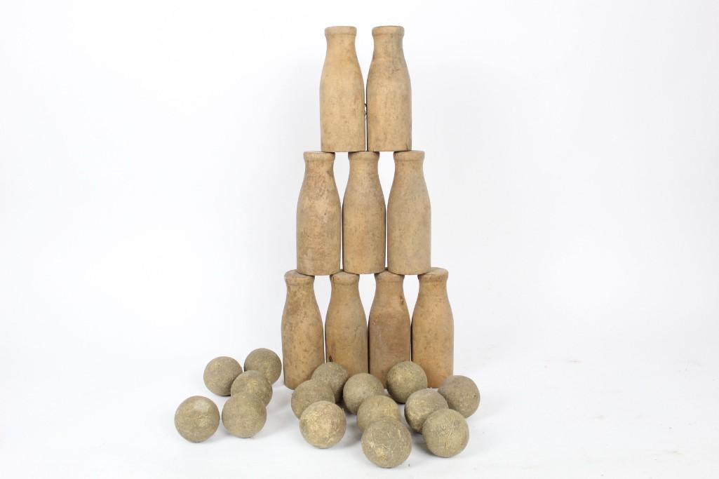 Lot of Carnival Knock Down Wood Milk Bottles,Folk Art (1 of 7)