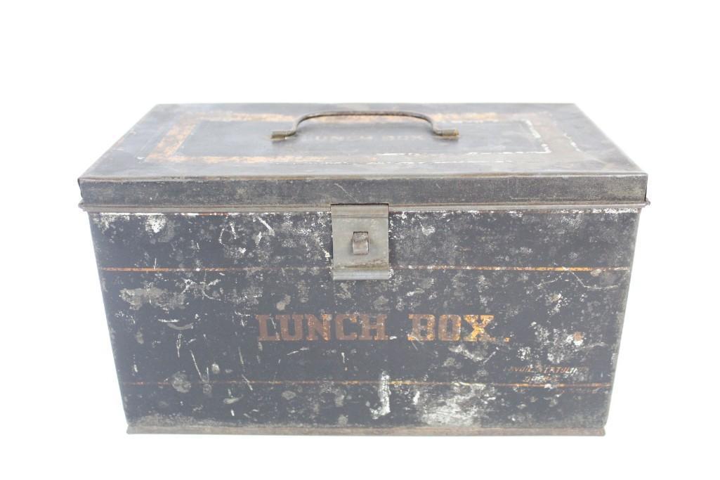 Antique Painted Tin Toleware "Lunch Box", Americana (1 of 10)