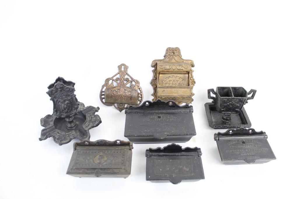 Lot of 8 Antique Cast Iron Match Safe Holders,Victorian (1 of 10)