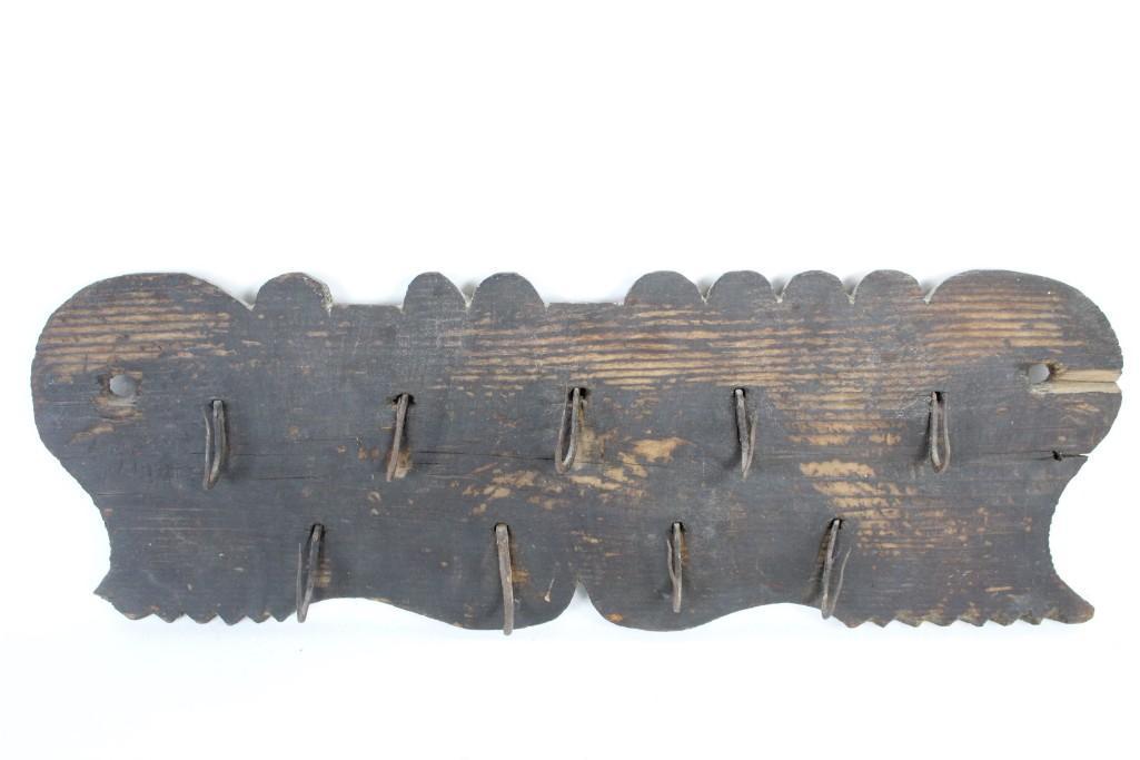 Antique Primitive Forged Iron & Wood Butcher Rack,Hooks (1 of 6)