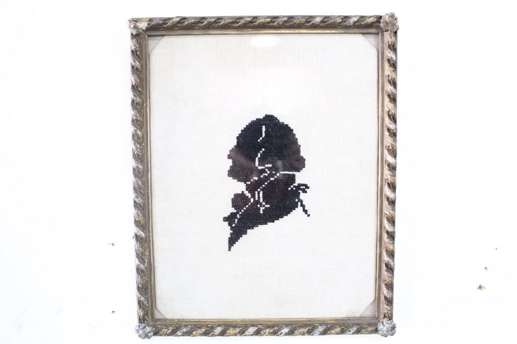 Antique Framed Needlepoint President George Washington (1 of 6)