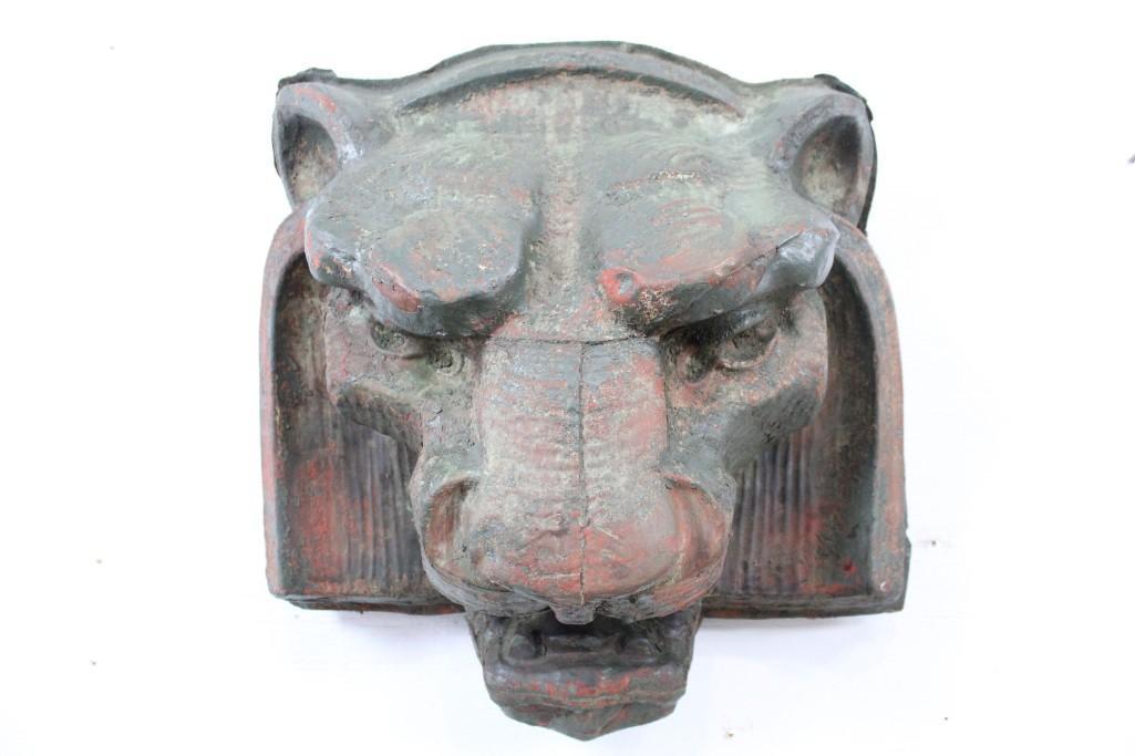 Antique 19th C. Architectural Painted Copper Lion Head (1 of 7)