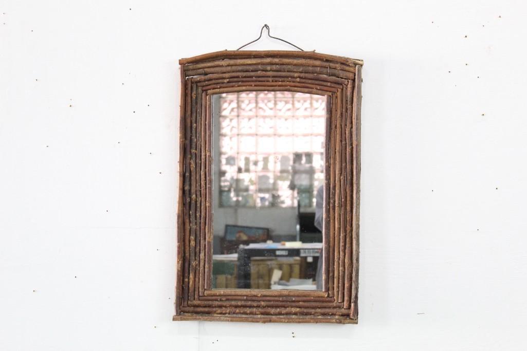 Folk Art Wood Adirondack Twig Framed Mirror,Dated 1988 (1 of 8)