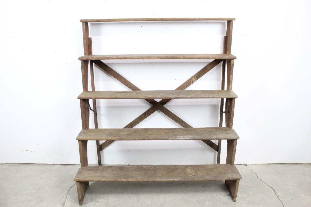 Antique Wooden Stepped 5-Tier Shelf,Garden Pots Plants (1 of 9)