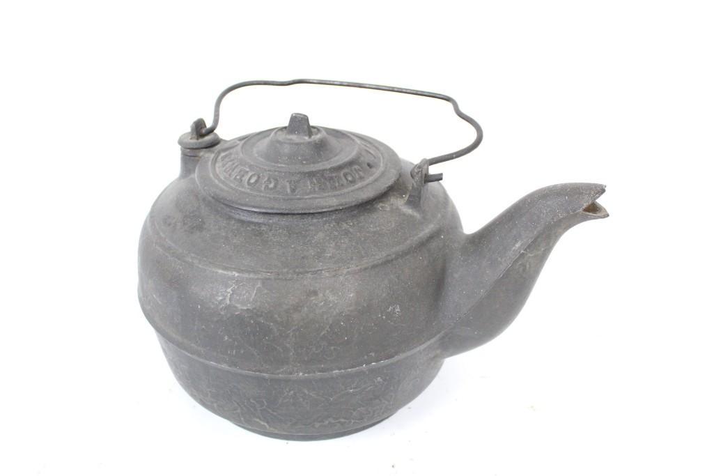 19th C John A. Goewey N.Y. Cast Iron Kettle, Gate Mark (1 of 6)
