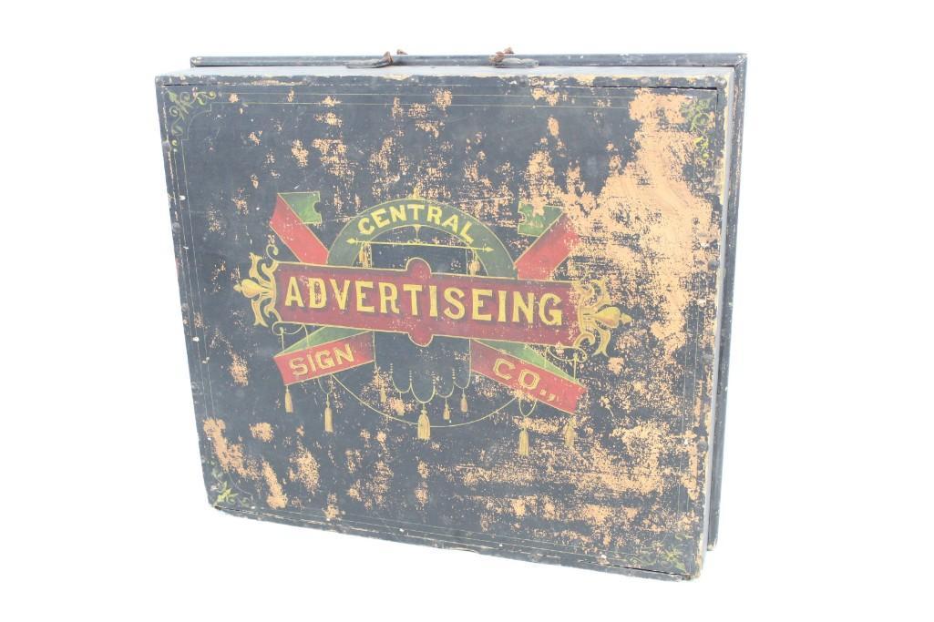 19th C. Antique Advertising Sign Painter Case, Folk Art (1 of 7)