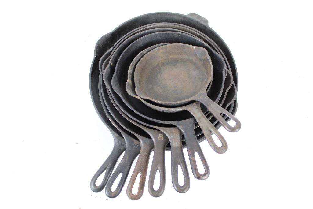 Nesting Set of 8 Griswold Erie Cast Iron Skillet Pans (1 of 10)