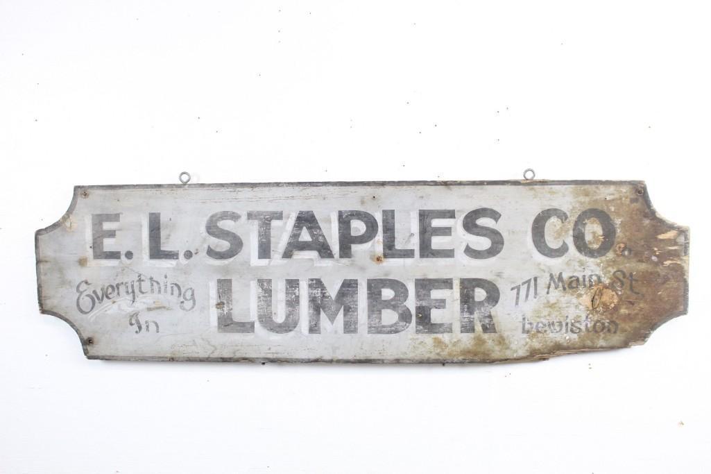 Trade Sign from Staples Co Lumber Mill,Lewiston,Maine (1 of 7)