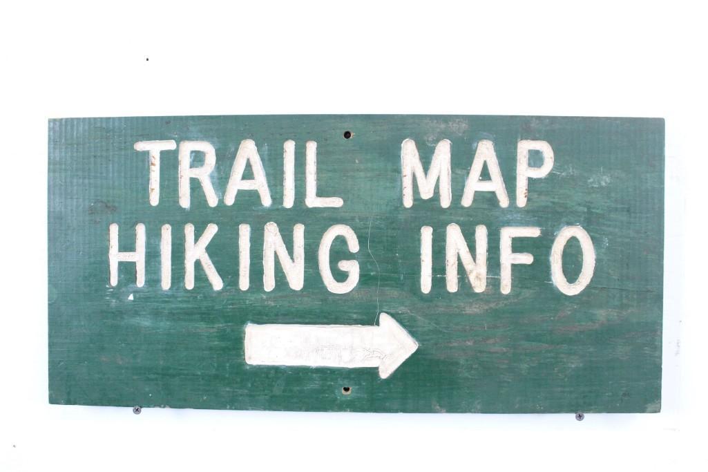 Vintage Wood "Trail Map Hiking Info" Sign,New York Stat (1 of 6)