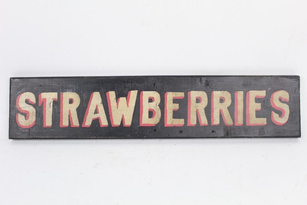 Antique Painted Wood "Strawberries" Fruit Sign,Folk Art (1 of 5)