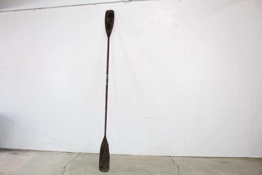 Antique Primitive Wooden Paddle with Copper Repairs (1 of 10)