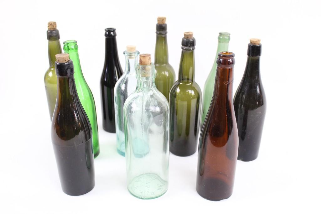 Lot of 11 Assorted Brown & Green Glass Soda Bottles (1 of 8)