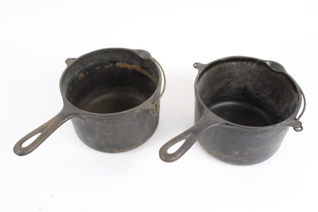 Lot of 2 Cast Iron Griswold Deep Fat Fryer Pans 1003 (1 of 8)