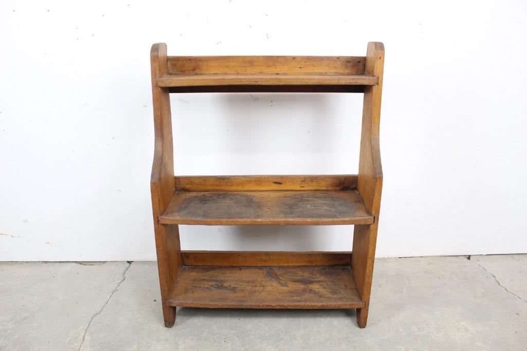 Antique Primitive Wood Bucket Shelf with Tapered Sides (1 of 8)
