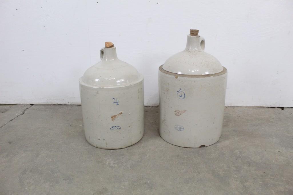 Lot of 2 Antique Red Wing Stoneware Jugs 4 & 5 Gallon (1 of 6)