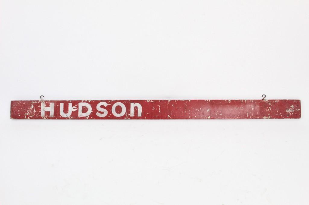 Antique Red & White Painted Hudson,NY Sign,New York (1 of 5)