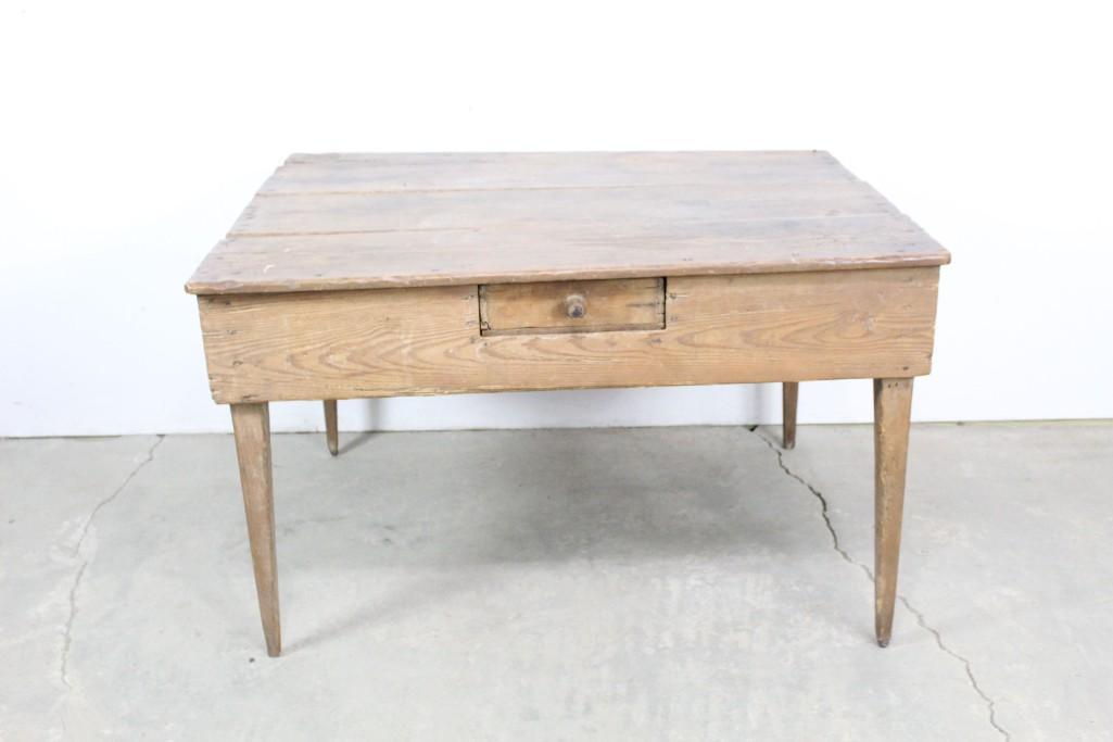 Antique Primitive Rustic Farm Table with Drawer,Spool (1 of 10)