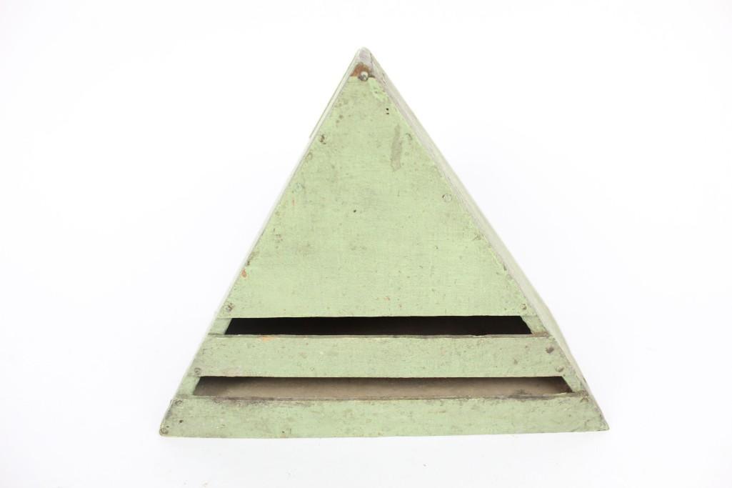 Primitive Antique Triangle Green Painted Wood Bat House (1 of 7)