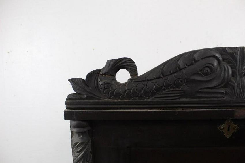 Drop Front Desk with Folk Art Carved Fish Serpents Top (1 of 10)