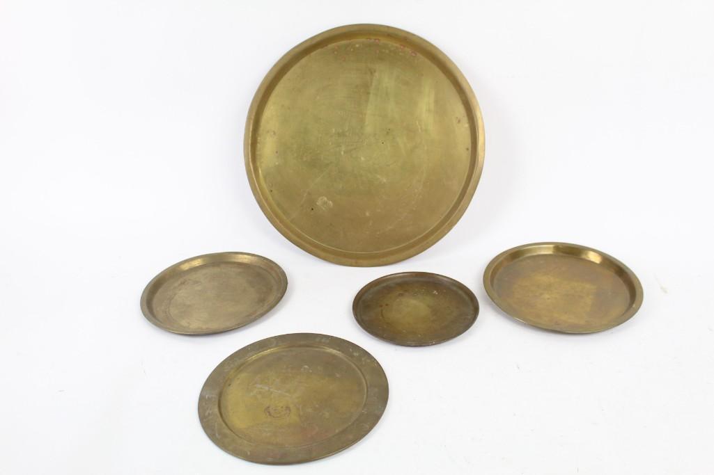 Lot of 5 Brass Plates Trays,Persian,Samovar (1 of 10)