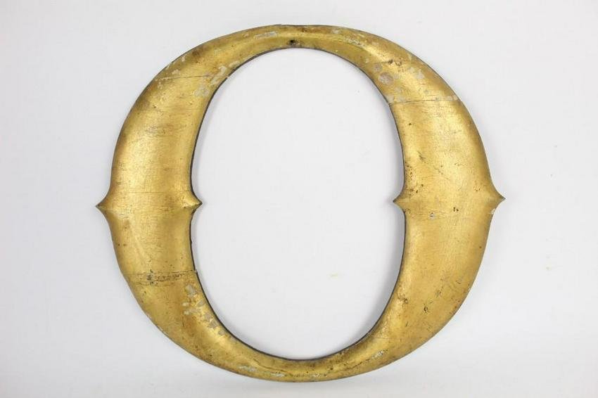 Large Antique Gold Painted Gilt Wooden "O" Letter Sign (1 of 11)