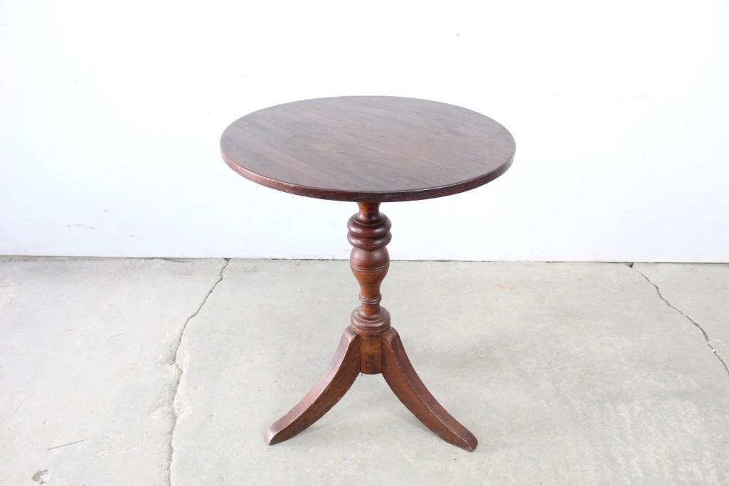 Antique Wooden Country Candle Stand Table, Primitive (1 of 6)