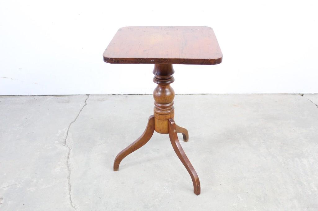 Antique Wooden Primitive Candle Stand Table,New England (1 of 7)