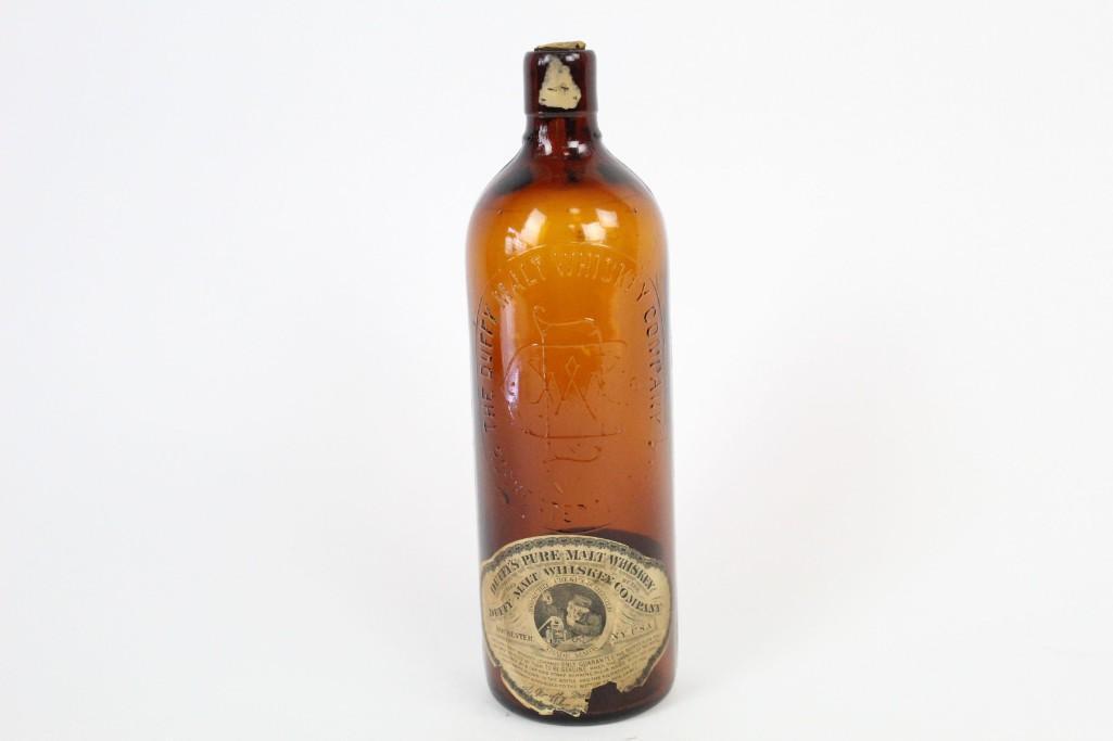 Antique 1886 Duffy Malt Whiskey Bottle & Paper Label (1 of 8)