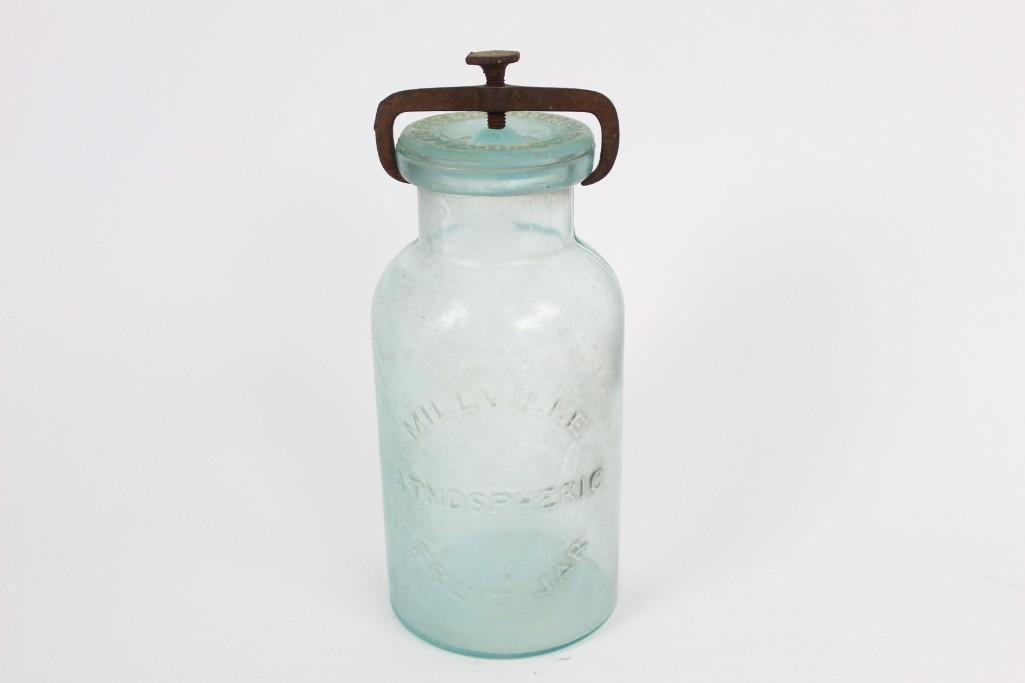Antique Millville Atmospheric Fruit Jar, Whitall's 1861 (1 of 6)