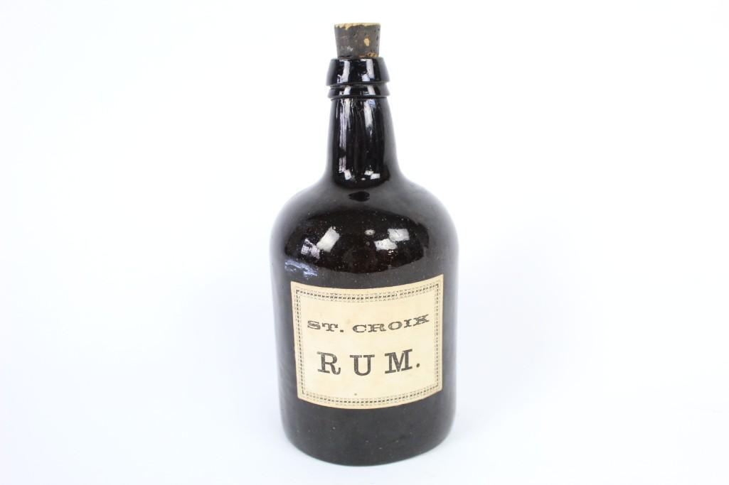 Antique 19th Cent "St. Croix Rum" Brown Glass Bottle (1 of 8)