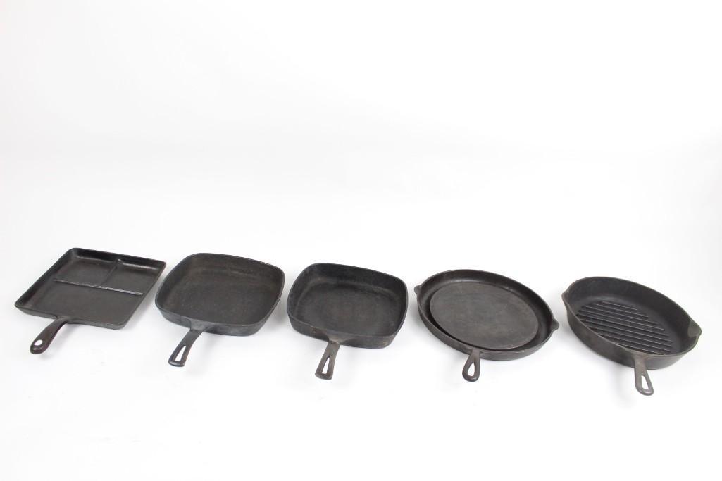 Lot of 5 Cast Iron Skillets & Griddles, Wagner Ware (1 of 8)