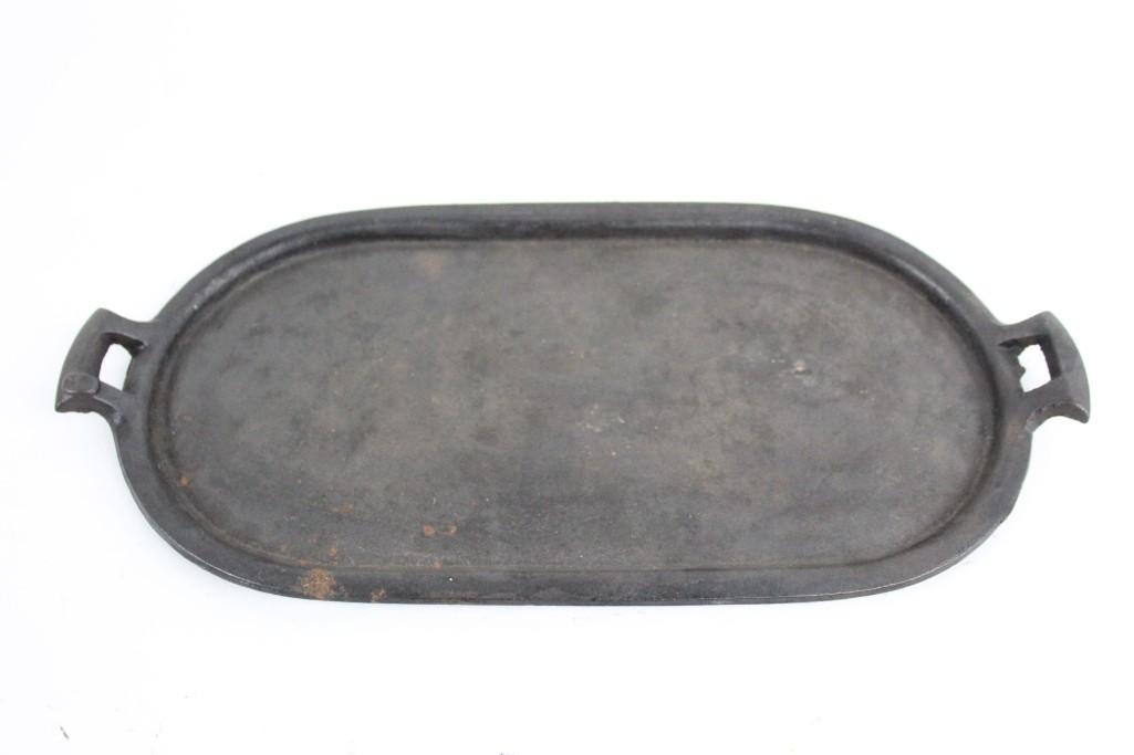 Antique 19thC Cast Iron Griddle 18" Long,Gate Mark (1 of 4)