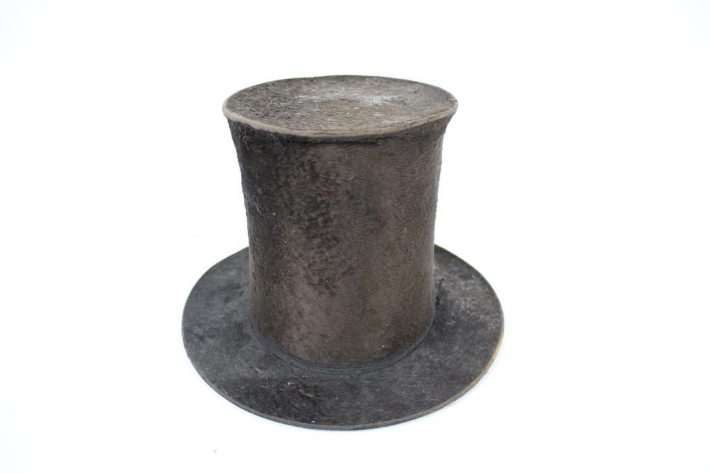 Antique G.H. Sickles Albion New York Beaver Fur Top Hat (1 of 8)