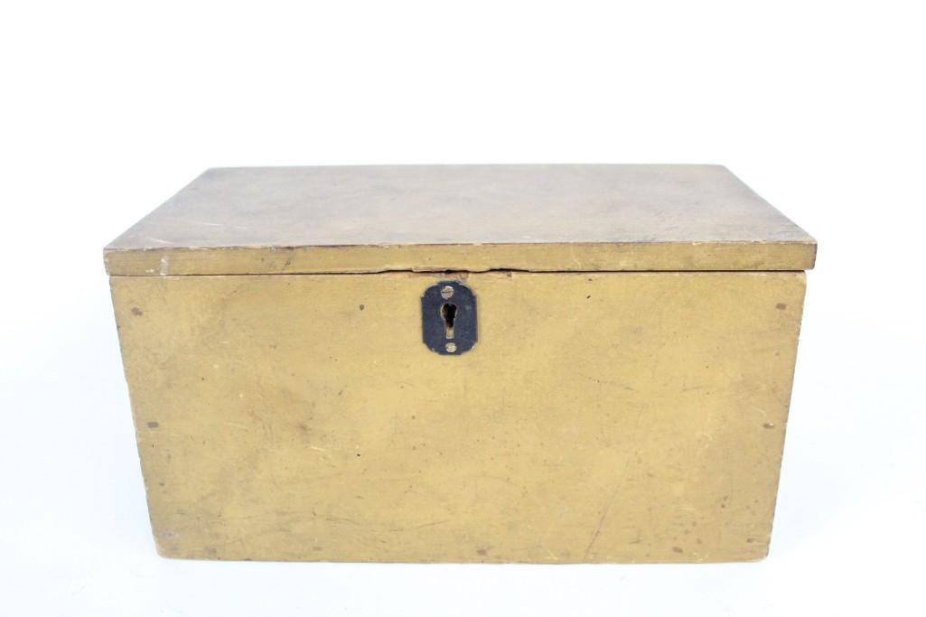 Antique 19thC Mustard Yellow Painted 6-Board Table Box (1 of 9)
