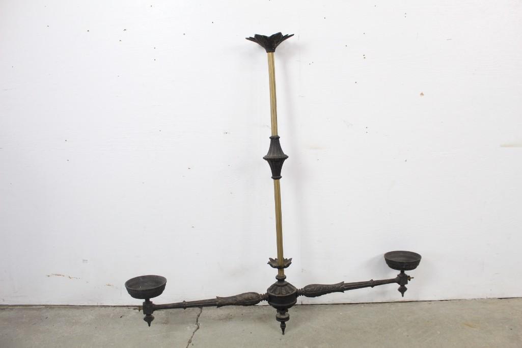Elegant Victorian Iron Hanging Oil Lamp Chandelier (1 of 8)