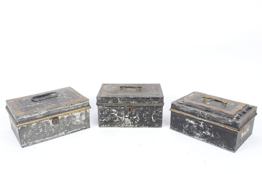 Lot 3 Antique Toleware Metal Document Boxes,Albany,NY (1 of 10)